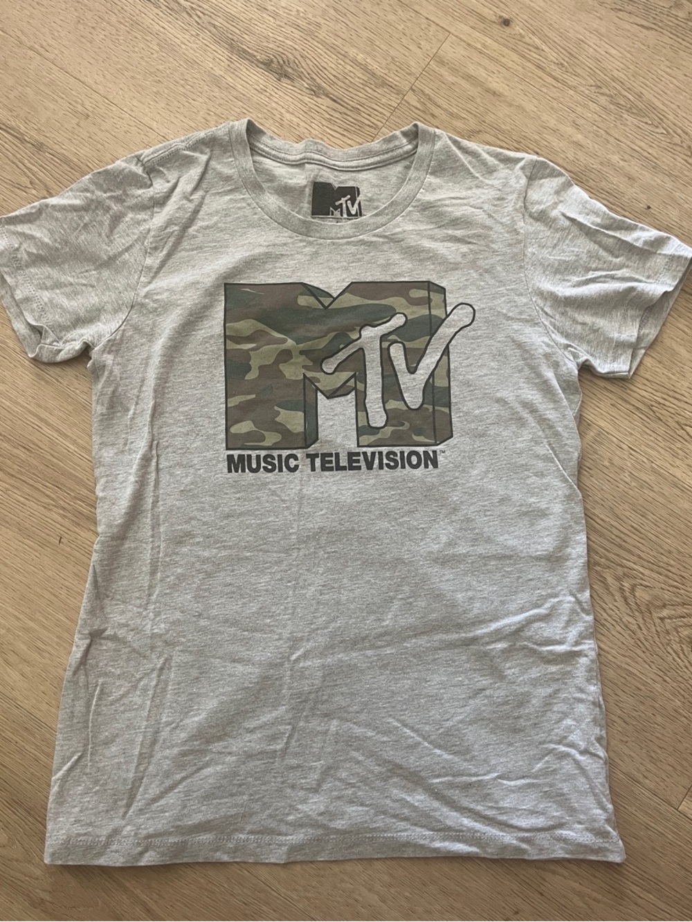 MTV Gray Tee with Camouflage Logo - Picture 1 of 2